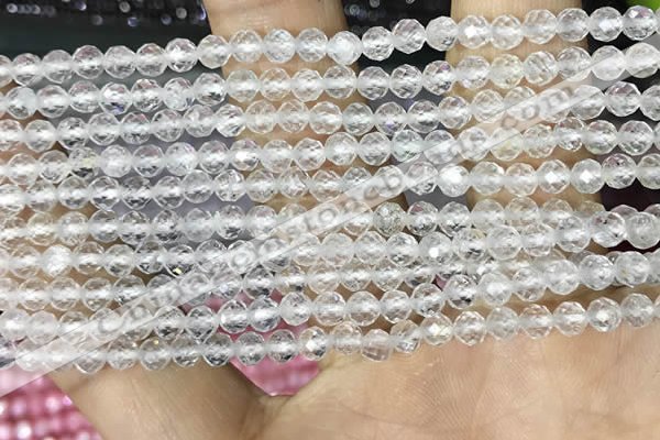 CTG1530 15.5 inches 4mm faceted round white crystal beads wholesale