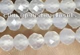 CTG1552 15.5 inches 4mm faceted round white agate beads wholesale