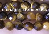 CTG1559 15.5 inches 4mm faceted round yellow tiger eye beads