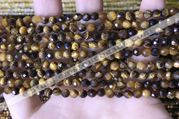 CTG1559 15.5 inches 4mm faceted round yellow tiger eye beads