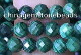 CTG1562 15.5 inches 4mm faceted round malachite beads wholesale