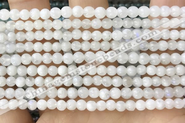 CTG1580 15.5 inches 4mm round white moonstone beads wholesale