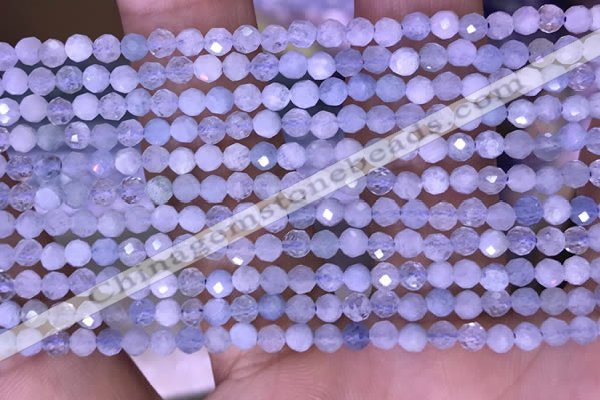 CTG1604 15.5 inches 3.5mm faceted round tiny aquamarine beads