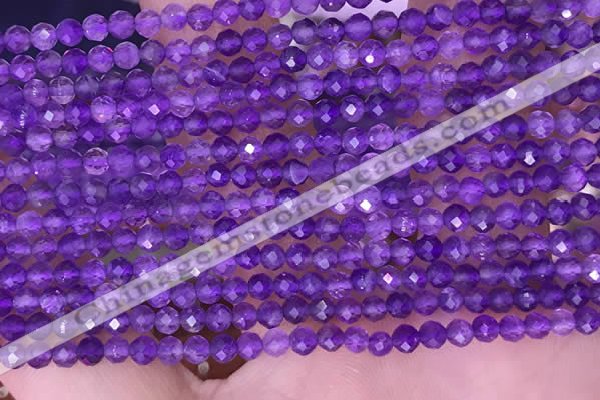 CTG1624 15.5 inches 3mm faceted round tiny amethyst beads