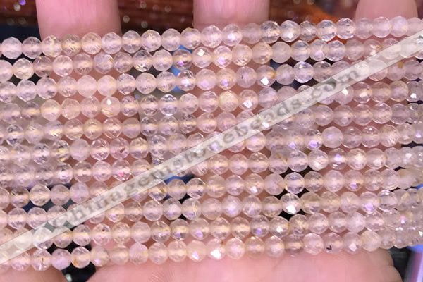 CTG1628 15.5 inches 4mm faceted round tiny golden rutilated quartz beads