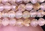 CTG1630 15.5 inches 3mm faceted round tiny golden rutilated quartz beads