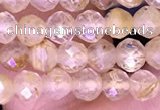 CTG1631 15.5 inches 4mm faceted round tiny golden rutilated quartz beads