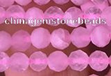 CTG1635 15.5 inches 3.5mm faceted round tiny rose quartz beads