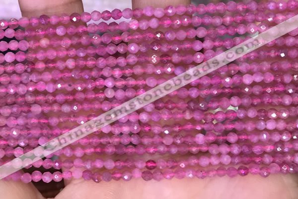 CTG1639 15.5 inches 2.5mm faceted round tiny pink tourmaline beads