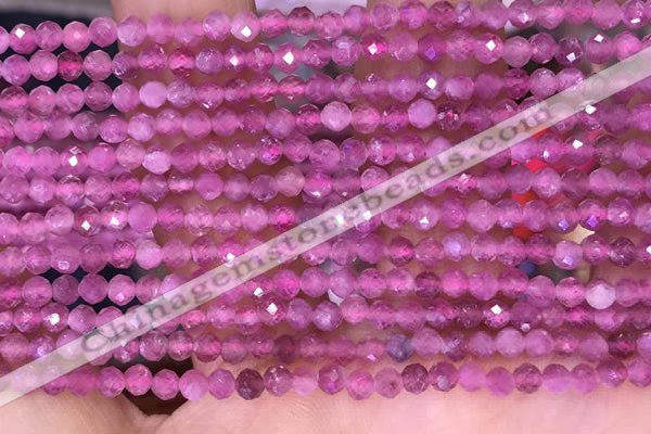 CTG1640 15.5 inches 3mm faceted round tiny pink tourmaline beads