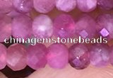 CTG1643 15.5 inches 3.5*5mm faceted rondelle tiny pink tourmaline beads