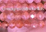 CTG1647 15.5 inches 3mm faceted round tiny strawberry quartz beads