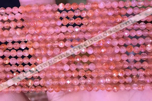 CTG1647 15.5 inches 3mm faceted round tiny strawberry quartz beads