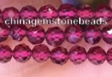 CTG1655 15.5 inches 3.5mm faceted round tiny red garnet beads