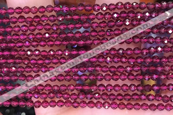 CTG1655 15.5 inches 3.5mm faceted round tiny red garnet beads