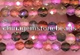 CTG1657 15.5 inches 2mm faceted round tiny tourmaline beads