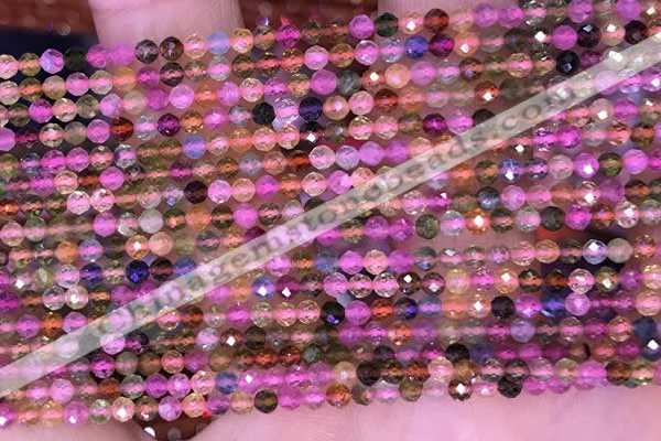 CTG1658 15.5 inches 2.5mm faceted round tiny tourmaline beads