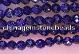 CTG1667 15.5 inches 3mm faceted round tiny blue goldstone beads