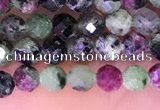 CTG1673 15.5 inches 3mm faceted round tiny ruby zoisite beads