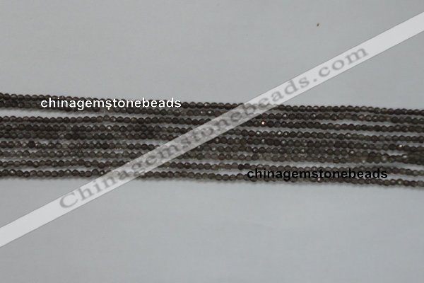 CTG200 15.5 inches 2mm faceted round tiny smoky quartz beads