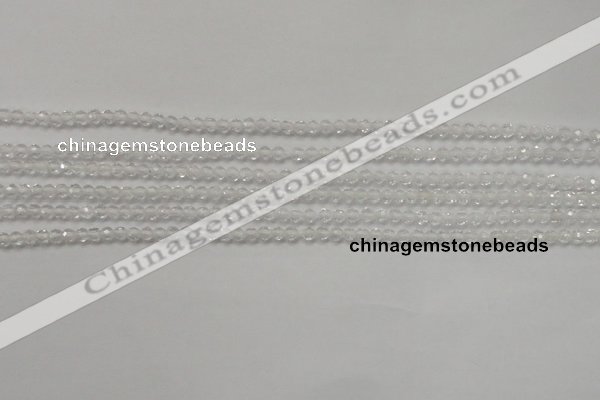 CTG202 15.5 inches 3mm faceted round tiny white crystal beads