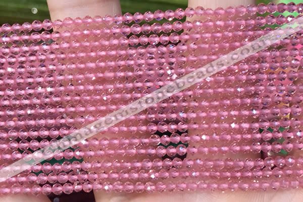 CTG2113 15 inches 2mm faceted round tiny quartz glass beads