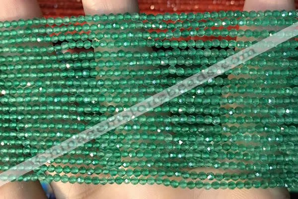 CTG2122 15 inches 2mm,3mm faceted round green agate gemstone beads