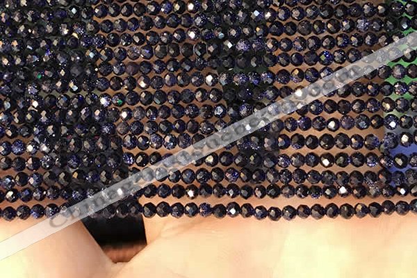 CTG2135 15 inches 2mm,3mm faceted round blue goldstone beads