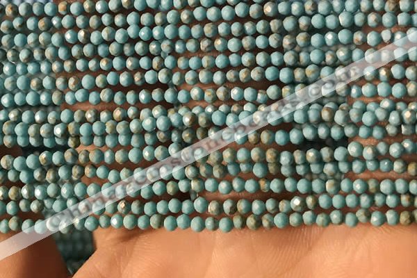 CTG2149 15 inches 2mm,3mm faceted round synthetic turquoise beads