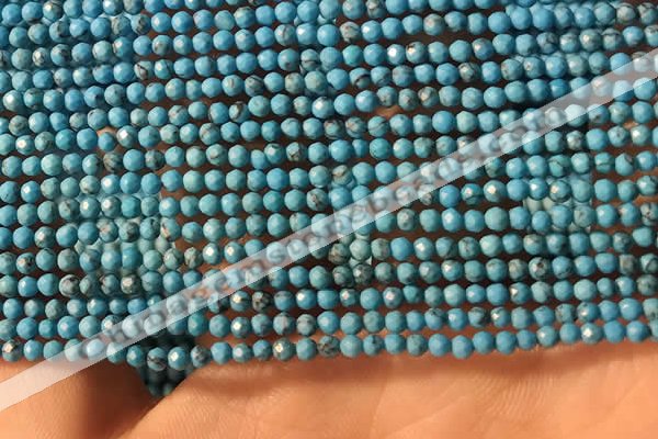 CTG2151 15 inches 2mm,3mm faceted round synthetic turquoise beads