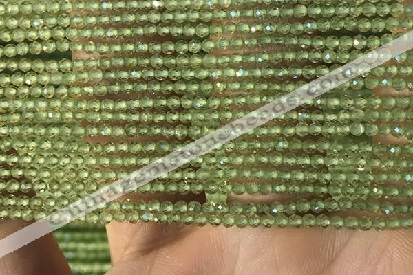 CTG2157 15 inches 2mm,3mm faceted round olive quartz gemstone beads