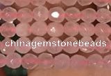 CTG2202 15 inches 2mm,3mm & 4mm faceted round rose quartz beads