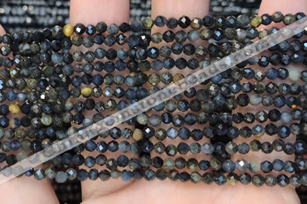 CTG2211 15 inches 2mm,3mm faceted round blue tiger eye beads