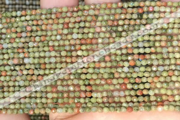 CTG2214 15 inches 2mm,3mm faceted round unakite gemstone beads