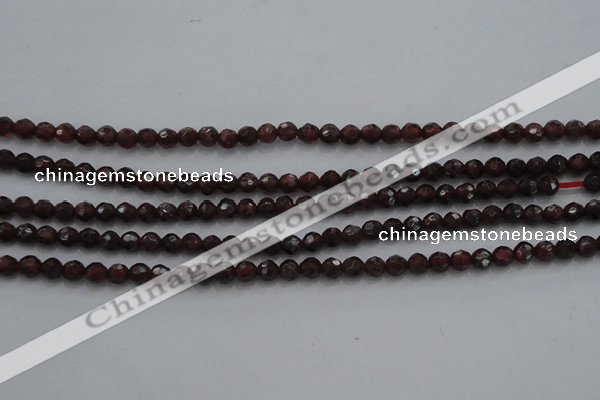 CTG222 15.5 inches 3mm faceted round tiny red garnet beads