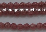 CTG223 15.5 inches 3mm faceted round tiny strawberry quartz beads