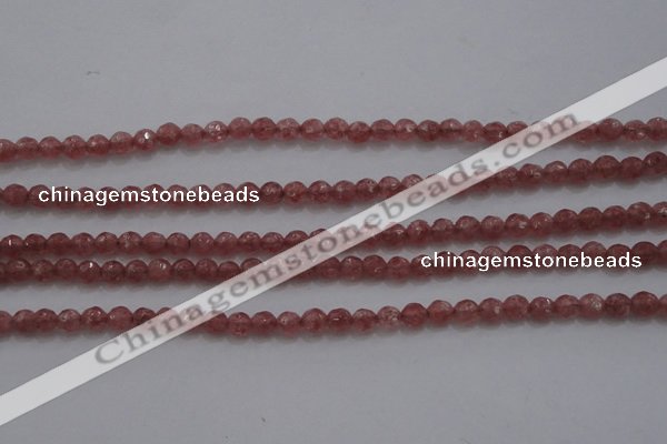 CTG223 15.5 inches 3mm faceted round tiny strawberry quartz beads