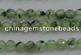 CTG224 15.5 inches 3mm faceted round tiny green rutilated quartz beads