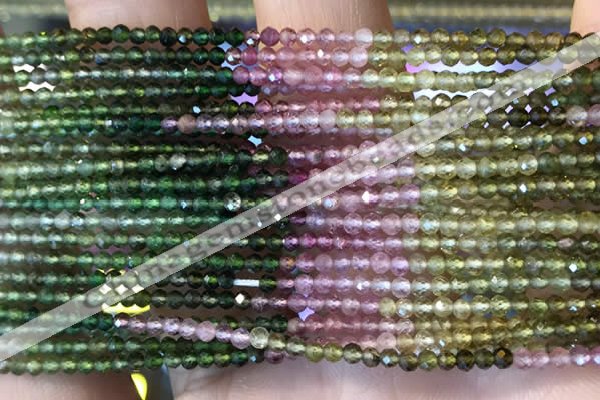 CTG2240 15 inches 2mm faceted round natural tourmaline beads