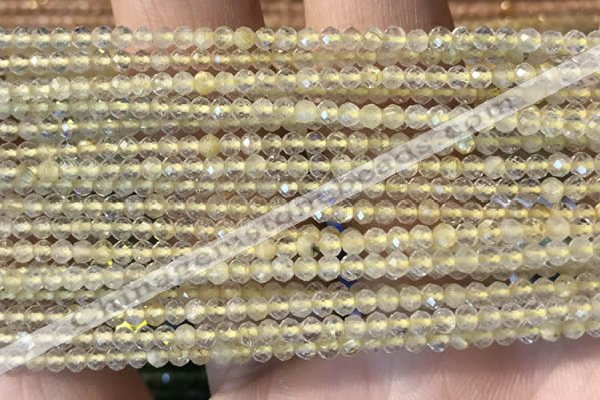 CTG2244 15 inches 2mm faceted round golden rutilated quartz beads