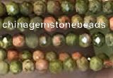 CTG2252 15 inches 2mm faceted round unakite gemstone beads