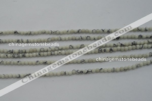 CTG250 15.5 inches 2mm round tiny white howlite turquoise beads