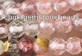 CTG2502 15.5 inches 4mm faceted round volcano cherry quartz beads