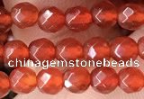 CTG2531 15.5 inches 4mm faceted round red agate beads wholesale