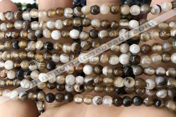 CTG2538 15.5 inches 4mm faceted round agate beads wholesale