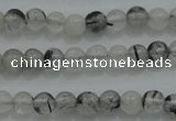 CTG254 15.5 inches 3mm round tiny black rutilated quartz beads