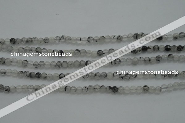 CTG254 15.5 inches 3mm round tiny black rutilated quartz beads