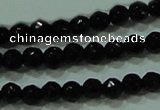 CTG29 15.5 inches 2mm faceted round black agate beads wholesale