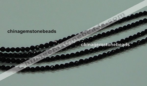 CTG29 15.5 inches 2mm faceted round black agate beads wholesale