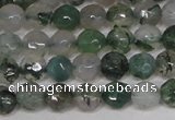 CTG301 15.5 inches 3mm faceted round ting moss agate beads